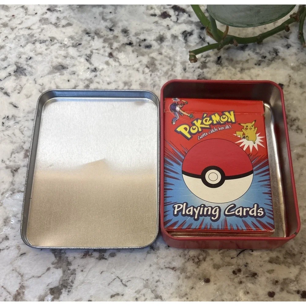 Vintage Pokemon Playing Cards Tin 1999 Nintendo Bicycle Pikachu 54 Cards